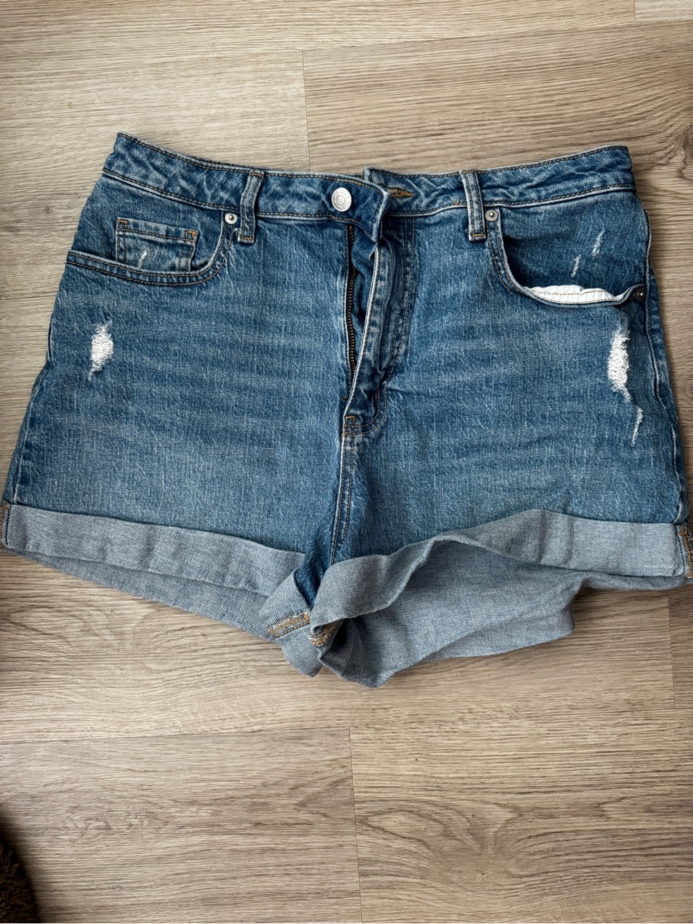 wild fable Blue Distressed Cuffed Denim Shorts